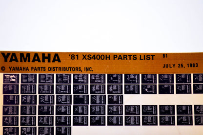 OEM Yamaha XS400H 1983/July 25 '81 Parts List Microfiche