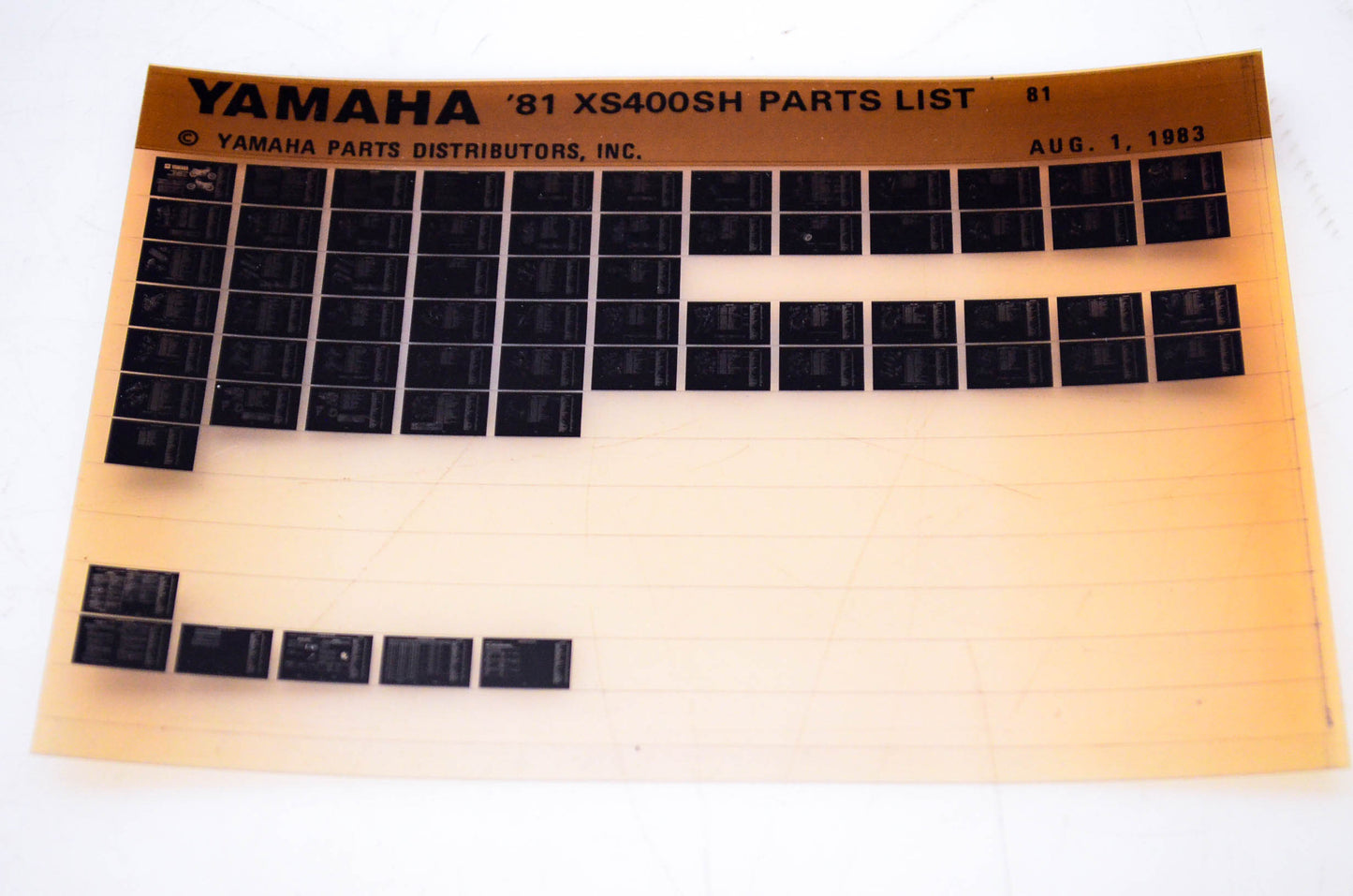 OEM Yamaha XS400SH 1983/August 1 '81 Parts List Microfiche