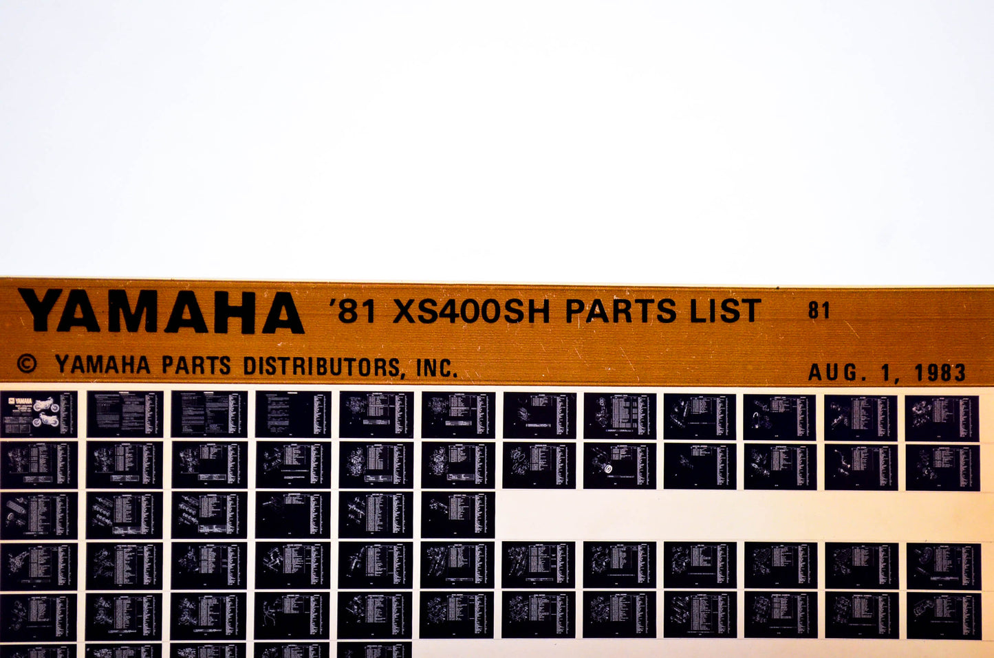 OEM Yamaha XS400SH 1983/August 1 '81 Parts List Microfiche