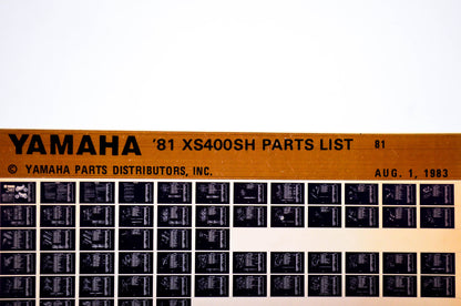 OEM Yamaha XS400SH 1983/August 1 '81 Parts List Microfiche