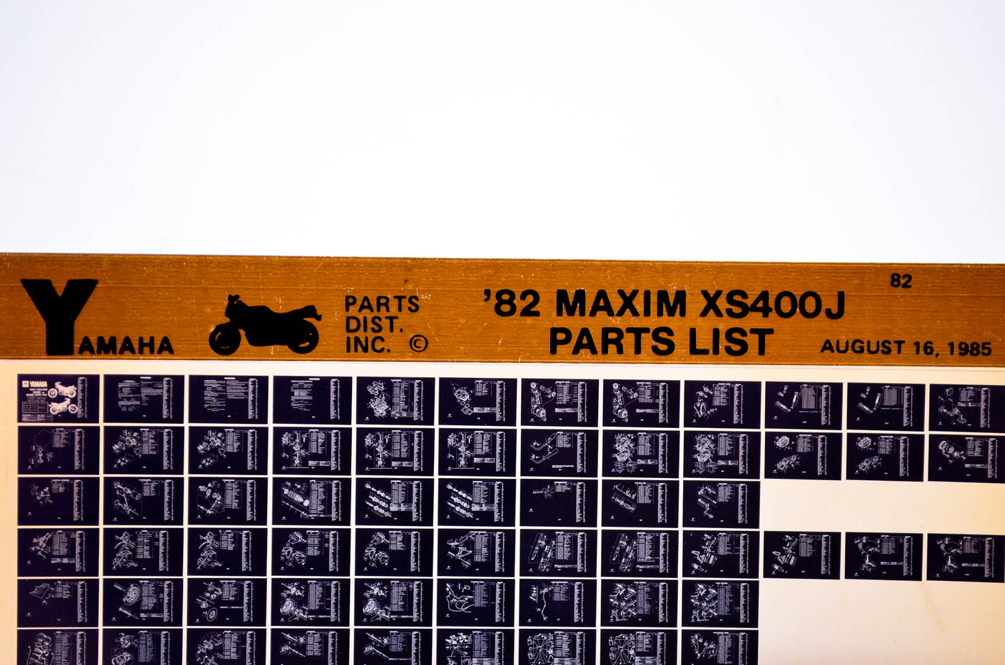 OEM Yamaha XS400J 1985/August 16 '82 Maxim Parts List Microfiche
