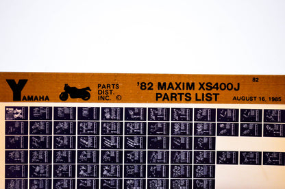 OEM Yamaha XS400J 1985/August 16 '82 Maxim Parts List Microfiche