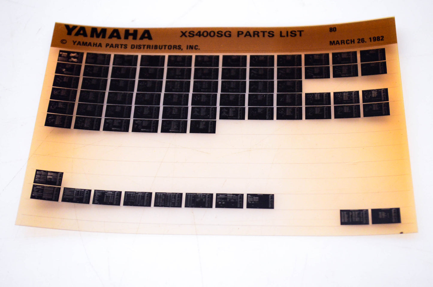 OEM Yamaha XS400SG 1982/March 26 '80 Parts List Microfiche