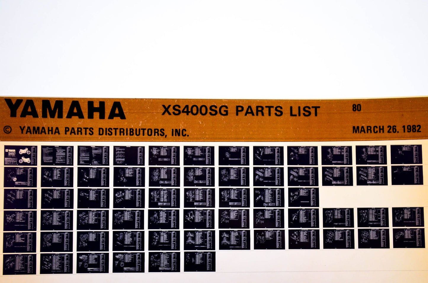 OEM Yamaha XS400SG 1982/March 26 '80 Parts List Microfiche