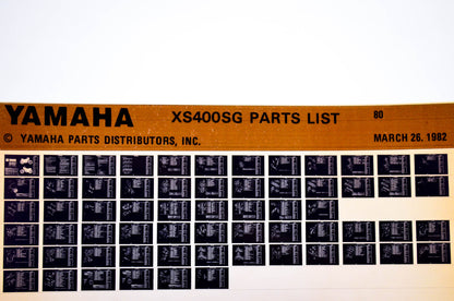 OEM Yamaha XS400SG 1982/March 26 '80 Parts List Microfiche