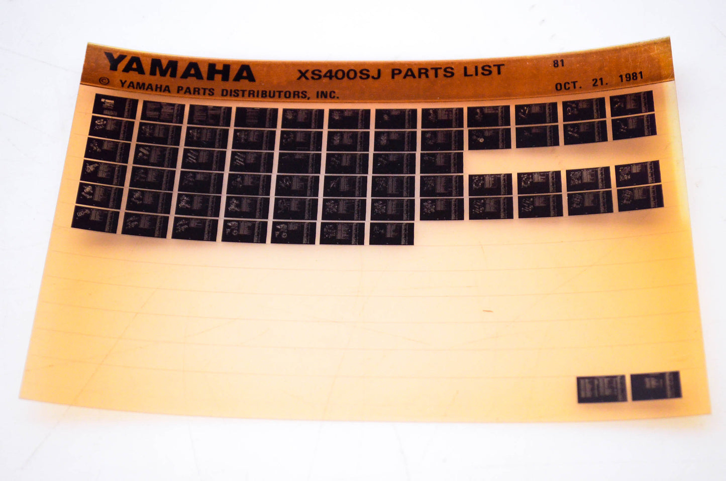 OEM Yamaha XS400SJ 1981/October 21 '81 Parts List Microfiche