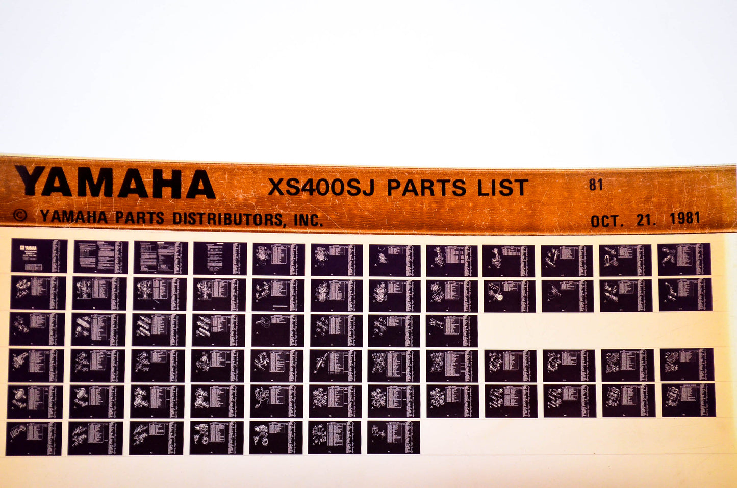 OEM Yamaha XS400SJ 1981/October 21 '81 Parts List Microfiche