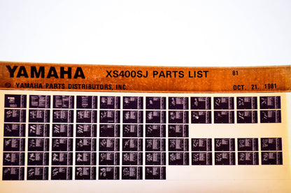 OEM Yamaha XS400SJ 1981/October 21 '81 Parts List Microfiche