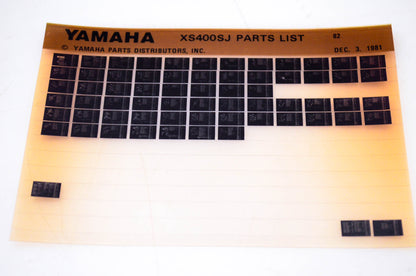 OEM Yamaha XS400 SJ 1981/December 3 '82 Parts List Microfiche