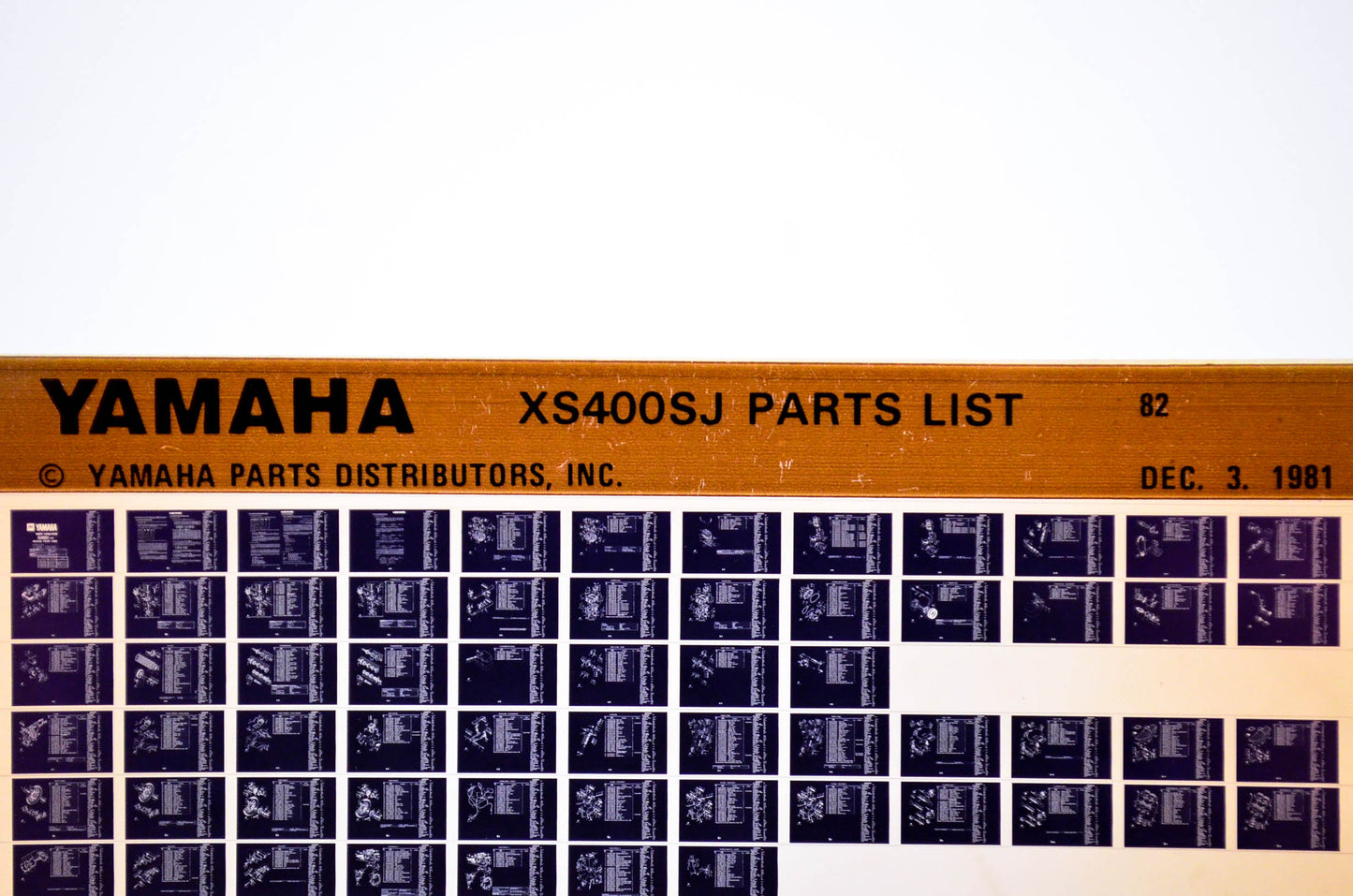 OEM Yamaha XS400 SJ 1981/December 3 '82 Parts List Microfiche