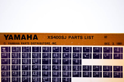 OEM Yamaha XS400 SJ 1981/December 3 '82 Parts List Microfiche