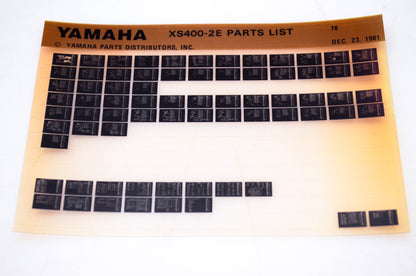 OEM Yamaha XS400-2E 1981/December 23 '78 Parts List Microfiche