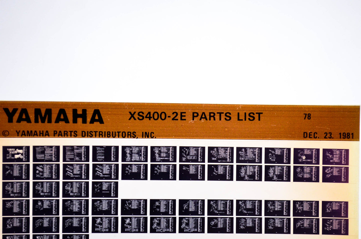 OEM Yamaha XS400-2E 1981/December 23 '78 Parts List Microfiche