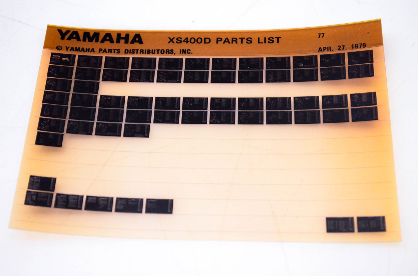OEM Yamaha XS400D 1979/April 27 '77 Parts List Microfiche