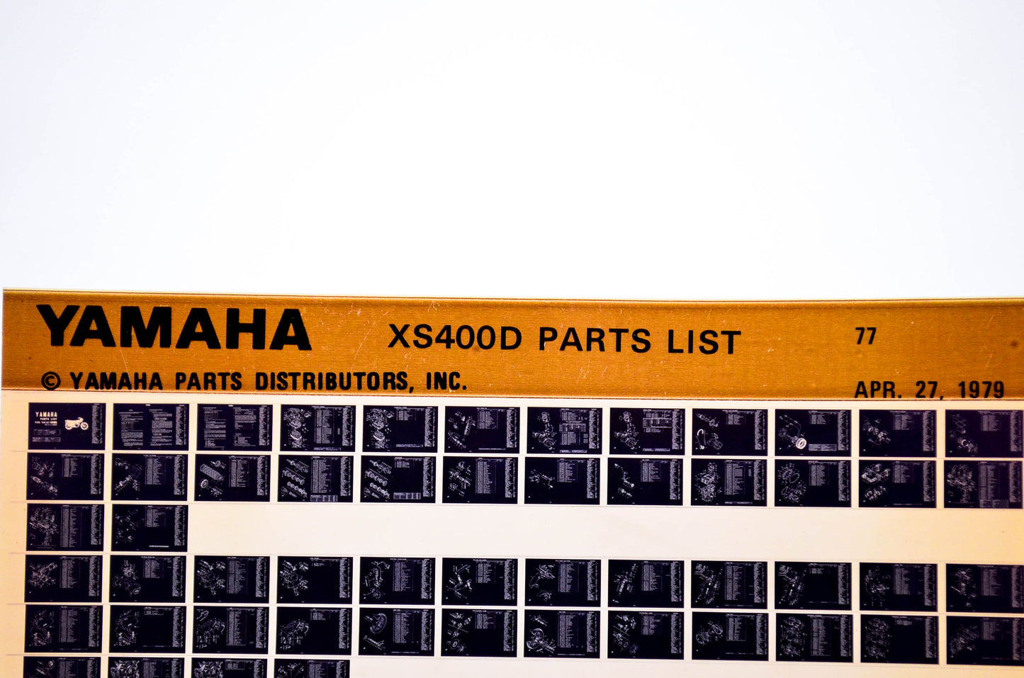 OEM Yamaha XS400D 1979/April 27 '77 Parts List Microfiche