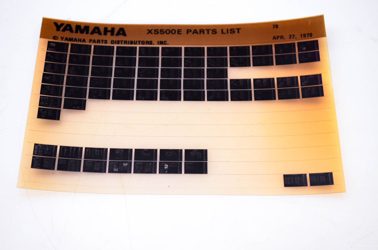 OEM Yamaha XS500E 1979/April 27 '78 Parts List Microfiche