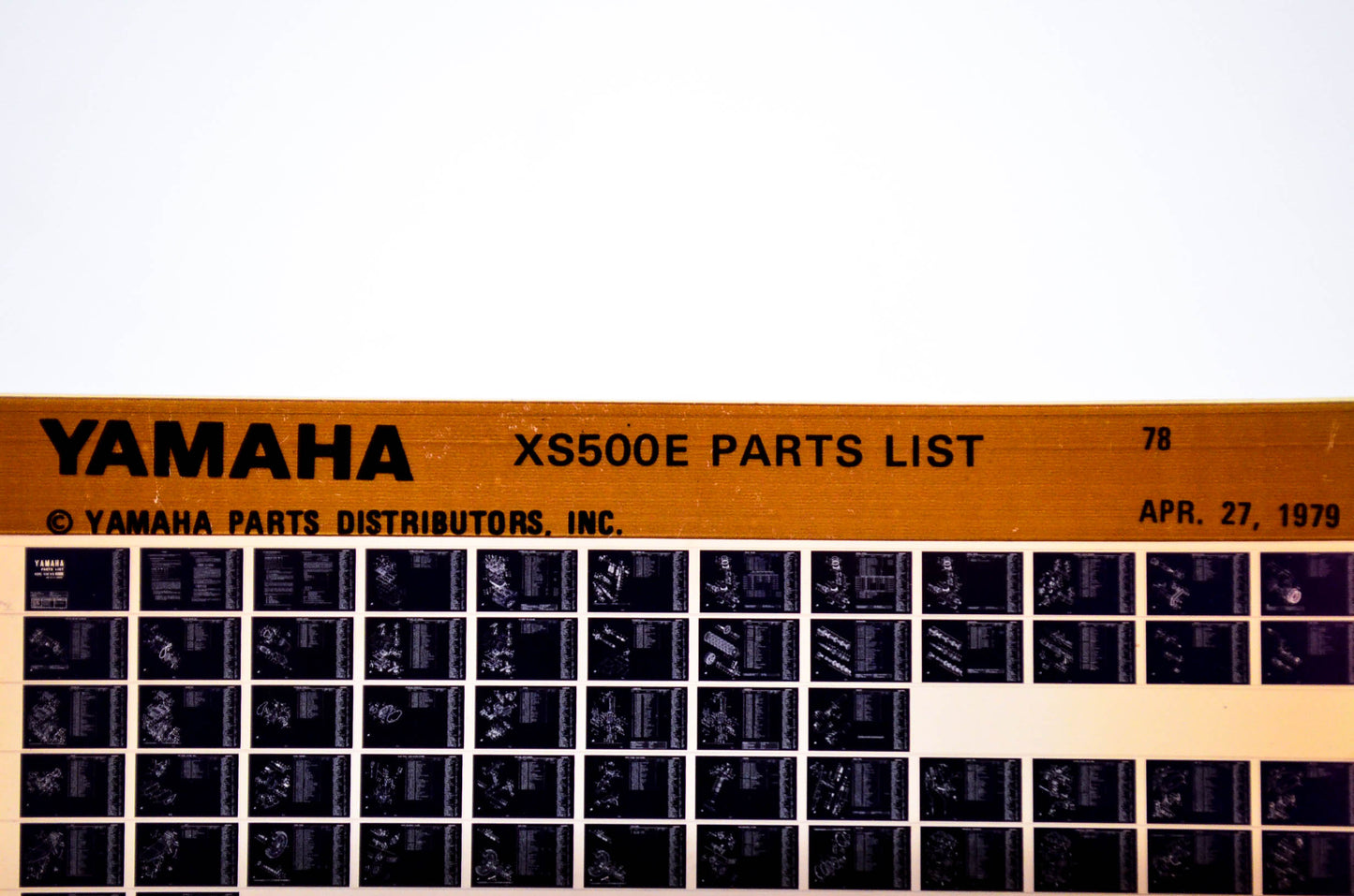 OEM Yamaha XS500E 1979/April 27 '78 Parts List Microfiche