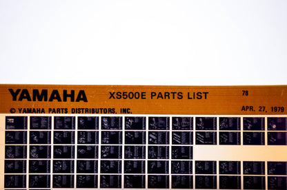 OEM Yamaha XS500E 1979/April 27 '78 Parts List Microfiche