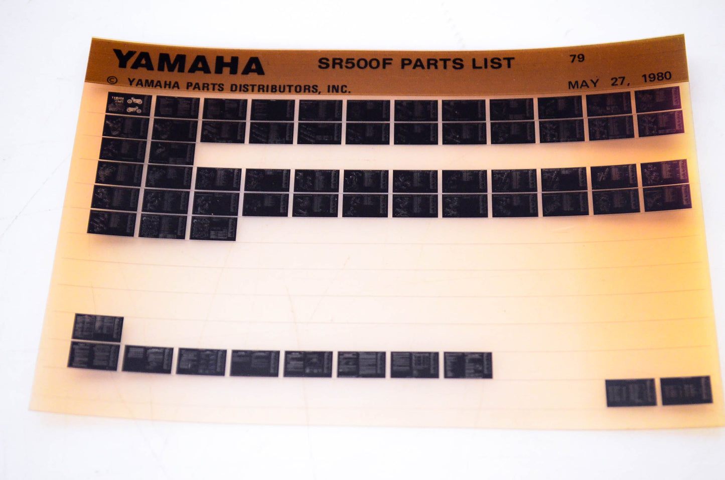 OEM Yamaha SR500F 1980/May 27 '79 Parts List Microfiche