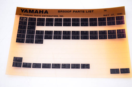 OEM Yamaha SR500F 1980/May 27 '79 Parts List Microfiche