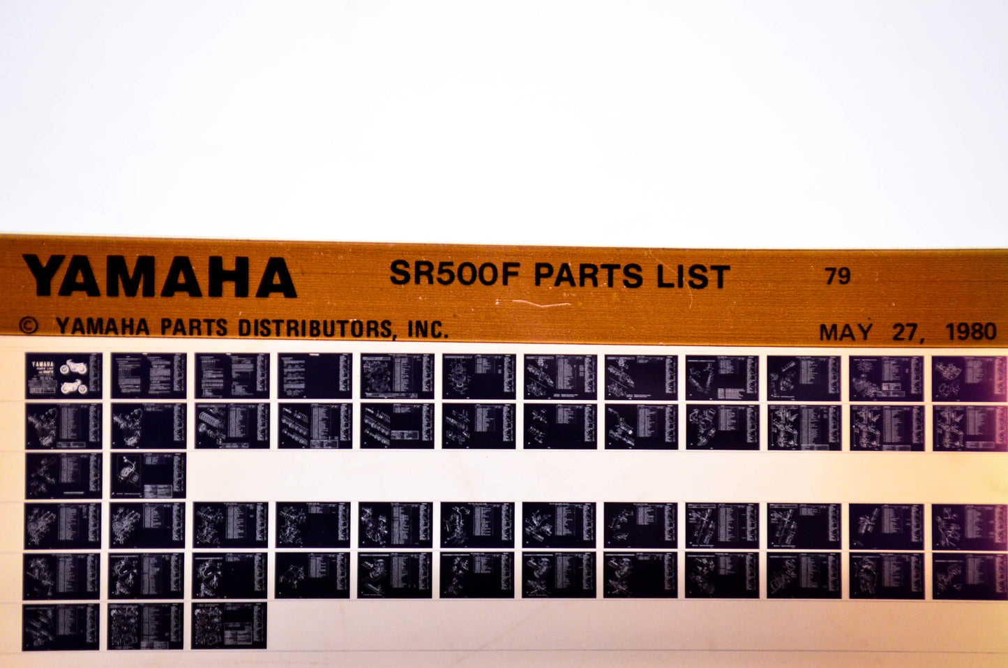 OEM Yamaha SR500F 1980/May 27 '79 Parts List Microfiche