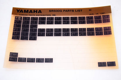 OEM Yamaha SR500G 1981/January 14 '80 Parts List Microfiche