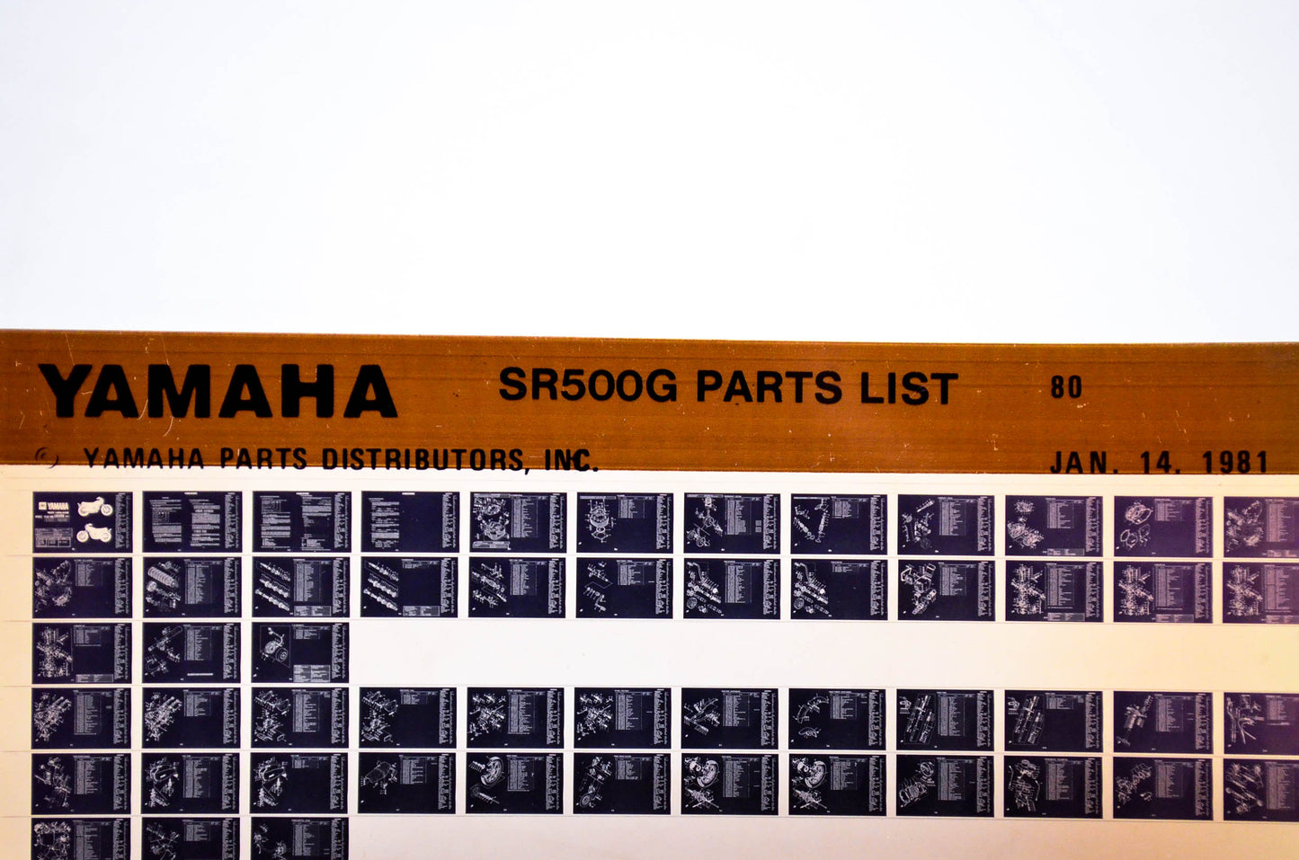 OEM Yamaha SR500G 1981/January 14 '80 Parts List Microfiche