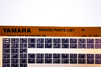 OEM Yamaha SR500G 1981/January 14 '80 Parts List Microfiche