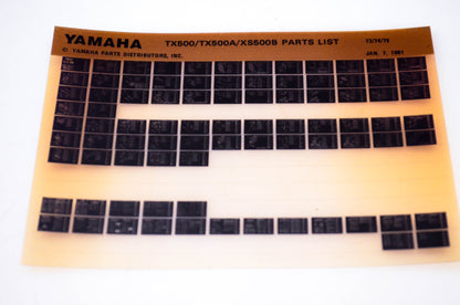 OEM Yamaha TX500/TX500A/XS500B 1981/January 7 '73 - '75 Parts List Microfiche