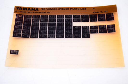 OEM Yamaha XV500K 1983/March 18 '83 Virago Parts List Microfiche