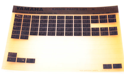 OEM Yamaha XJ550H 1981/March 11 '81 Parts List Microfiche