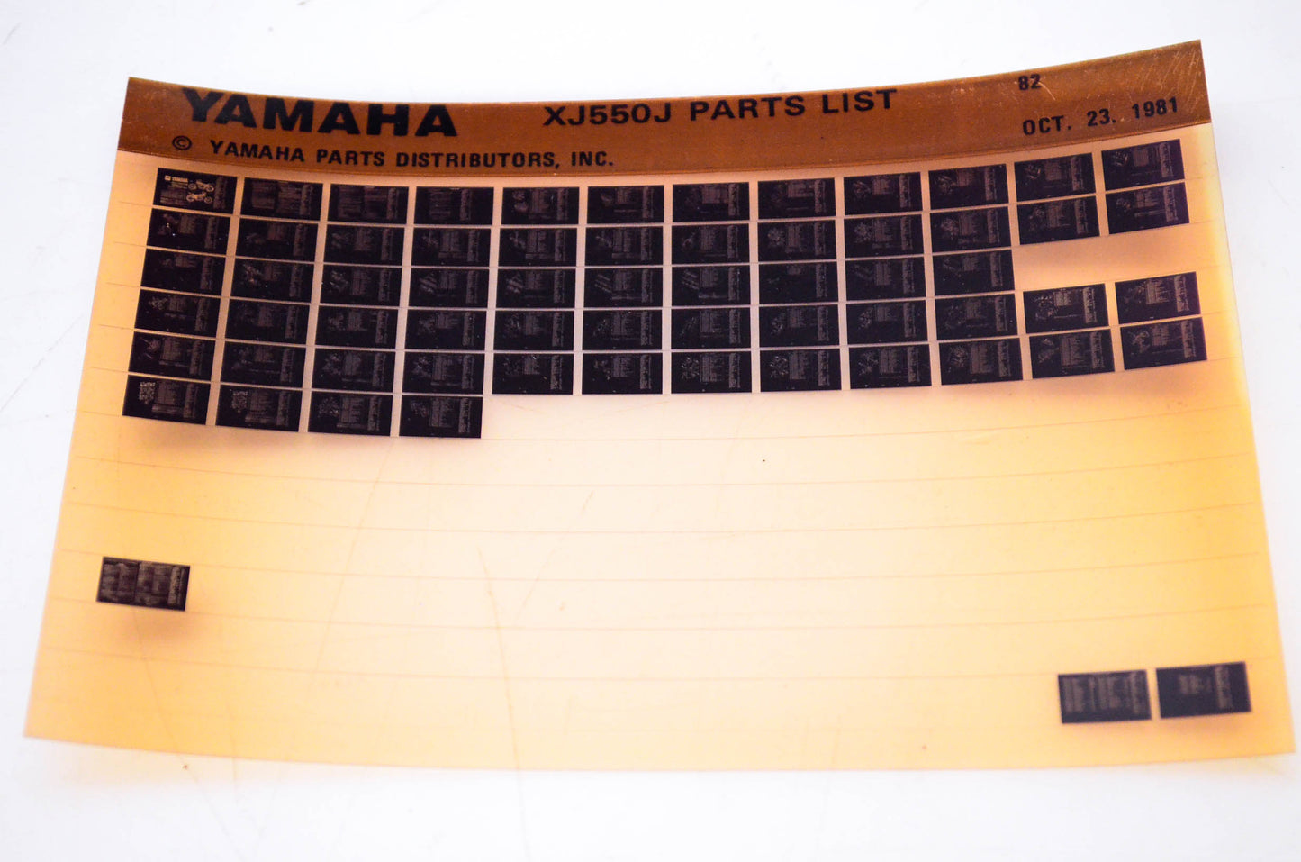OEM Yamaha XJ550J 1981/October 23 '82 Parts List Microfiche