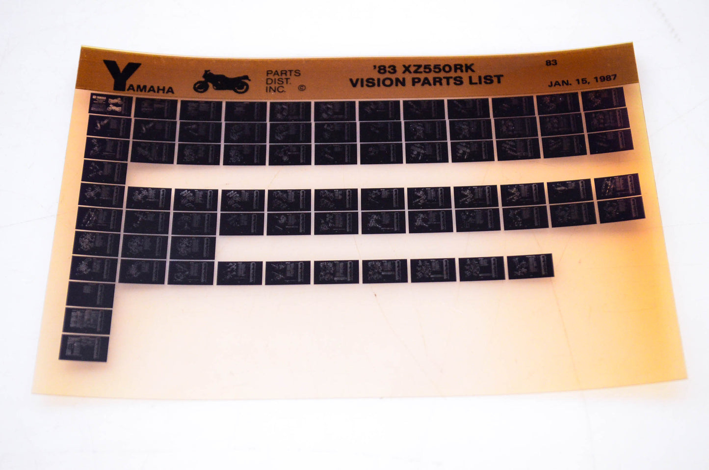 OEM Yamaha XZ550RK 1987/January 15 '83 Vision Parts List Microfiche