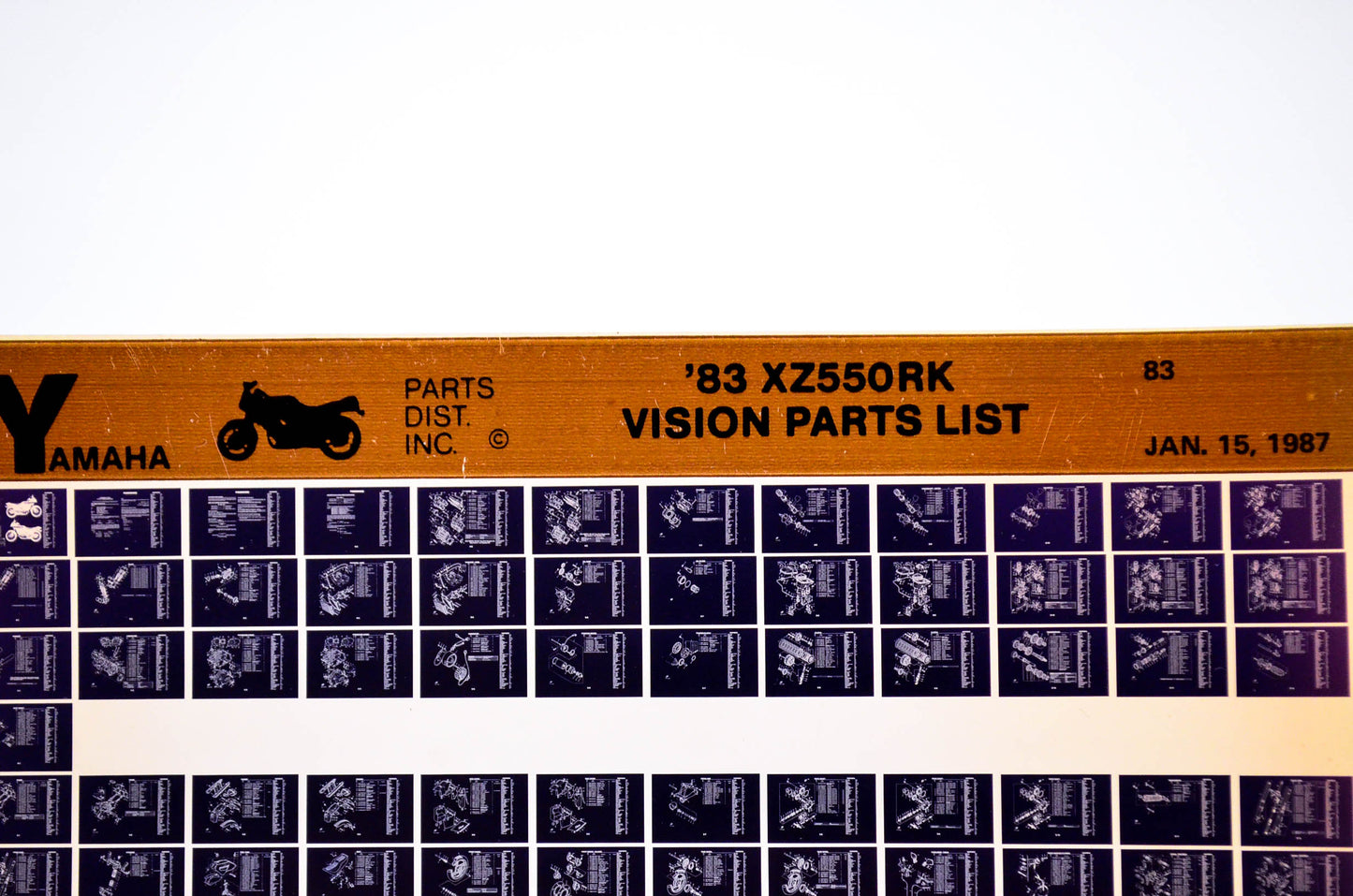 OEM Yamaha XZ550RK 1987/January 15 '83 Vision Parts List Microfiche