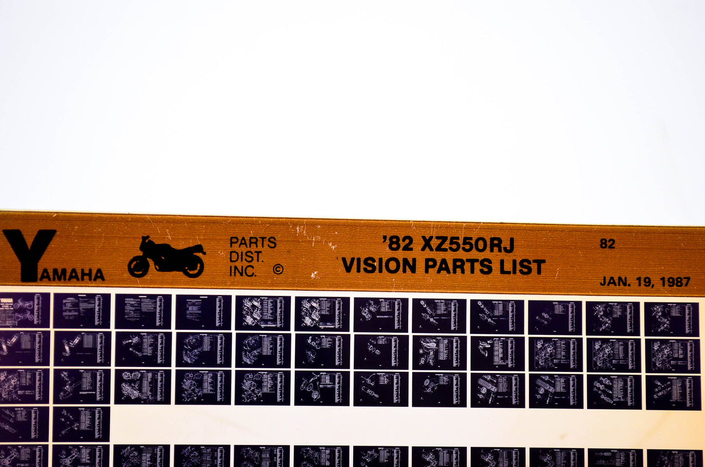 OEM Yamaha XZ550RJ 1987/January 19 '82 Vision Parts List Microfiche