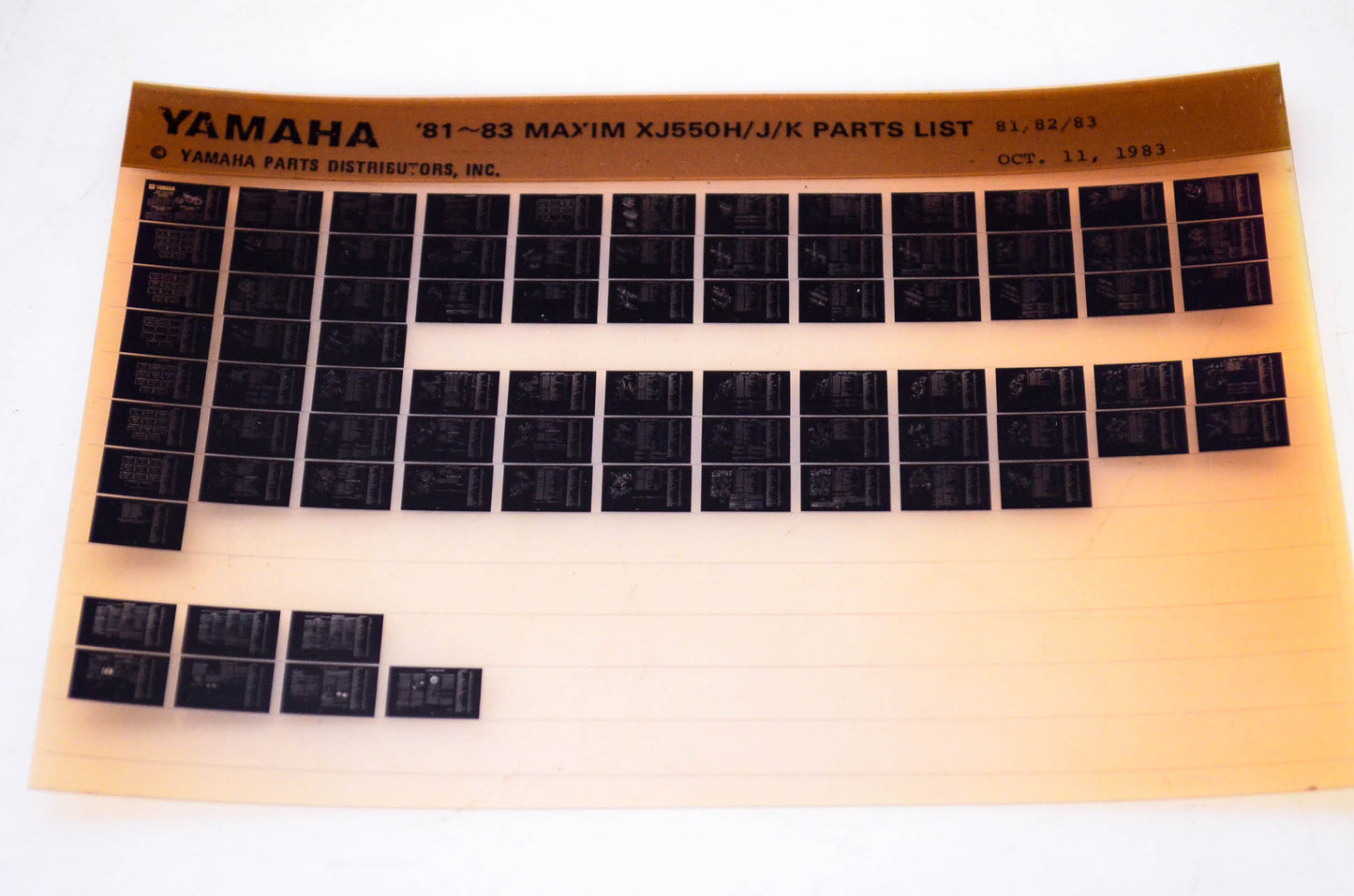 OEM Yamaha XJ550H/J/K 1983/October 11 '81 - '83 Vision Parts List Microfiche