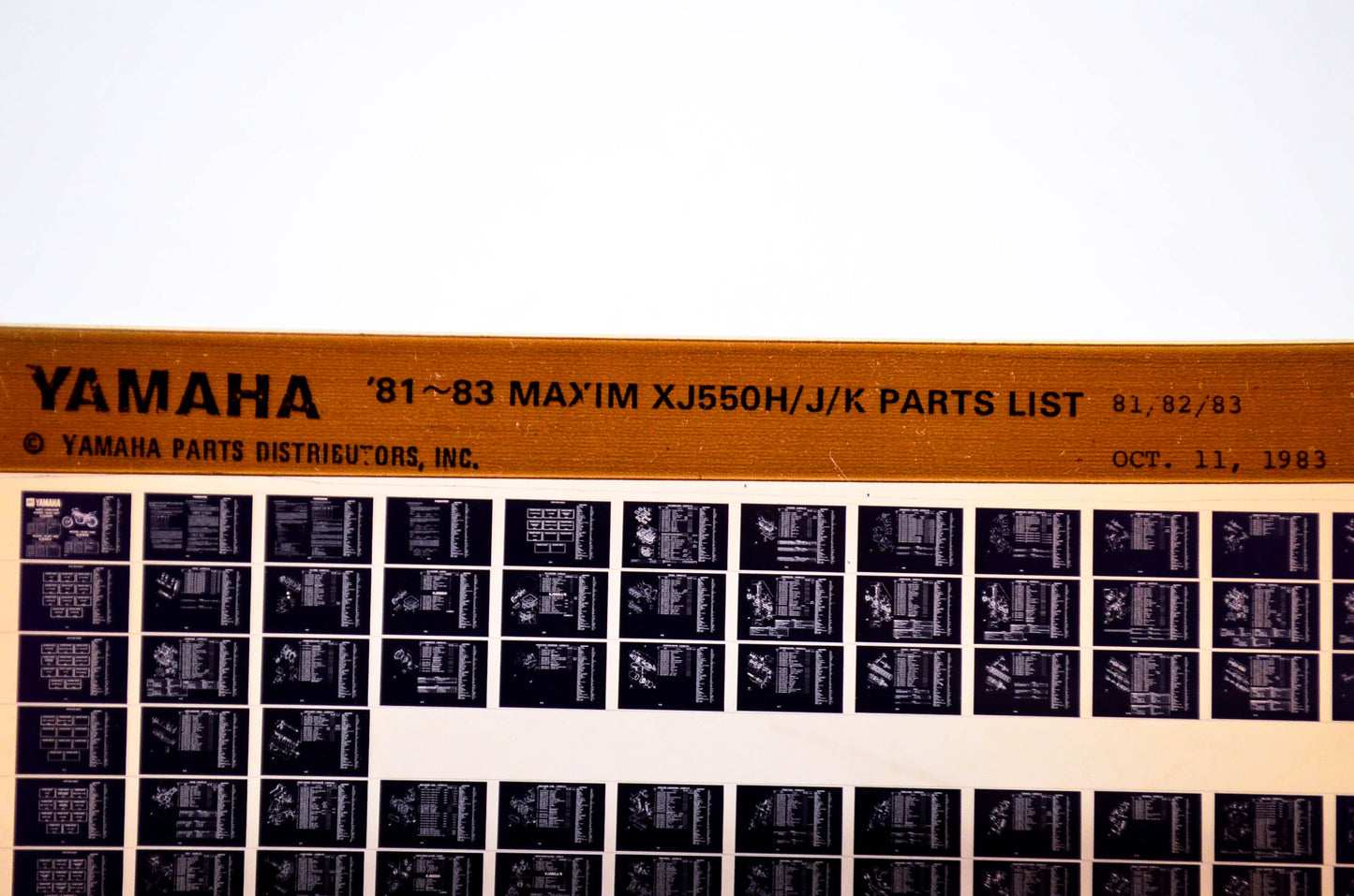 OEM Yamaha XJ550H/J/K 1983/October 11 '81 - '83 Vision Parts List Microfiche