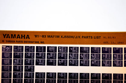 OEM Yamaha XJ550H/J/K 1983/October 11 '81 - '83 Vision Parts List Microfiche