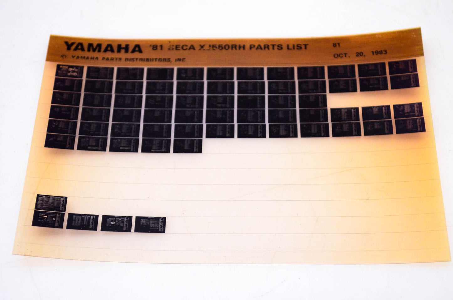 OEM Yamaha XJ550RH 1983/October 20 '81 Seca Parts List Microfiche