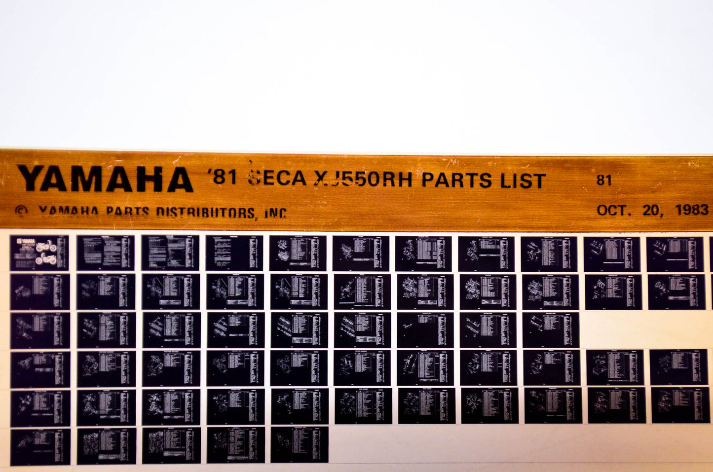 OEM Yamaha XJ550RH 1983/October 20 '81 Seca Parts List Microfiche