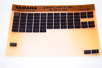OEM Yamaha XJ550RJ 1982/February 4 '82 Seca 550 Parts List Microfiche