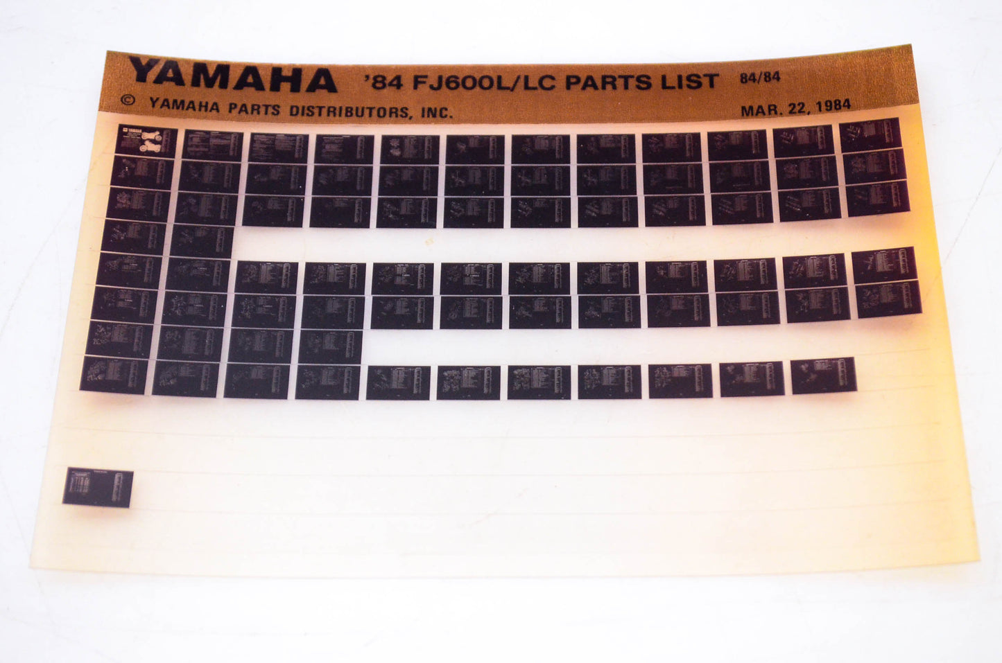 OEM Yamaha FJ600L/LC 1984/March 22 '84 Parts List Microfiche