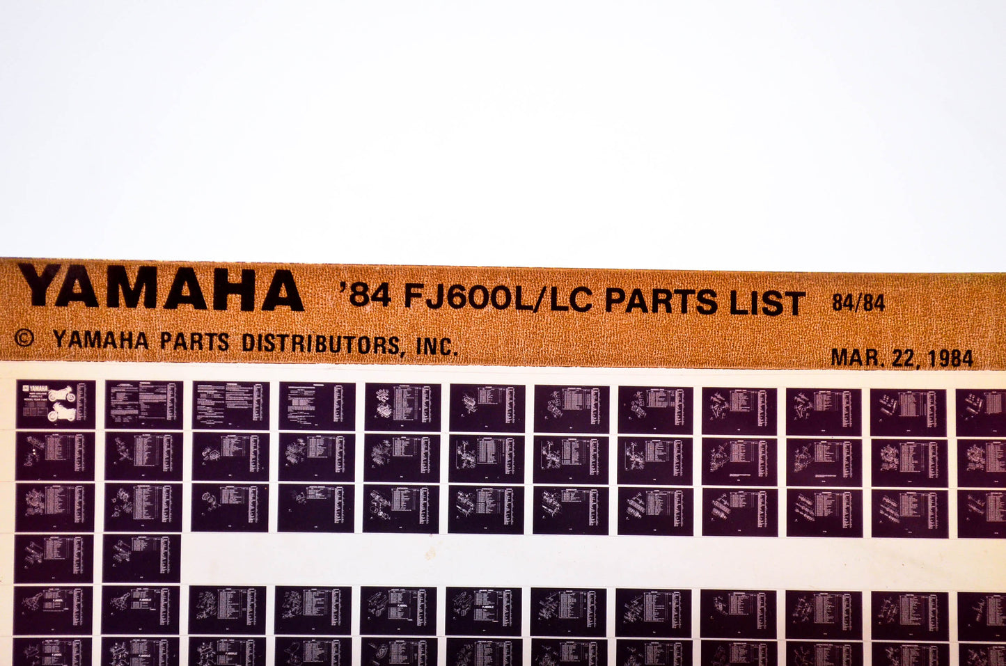 OEM Yamaha FJ600L/LC 1984/March 22 '84 Parts List Microfiche