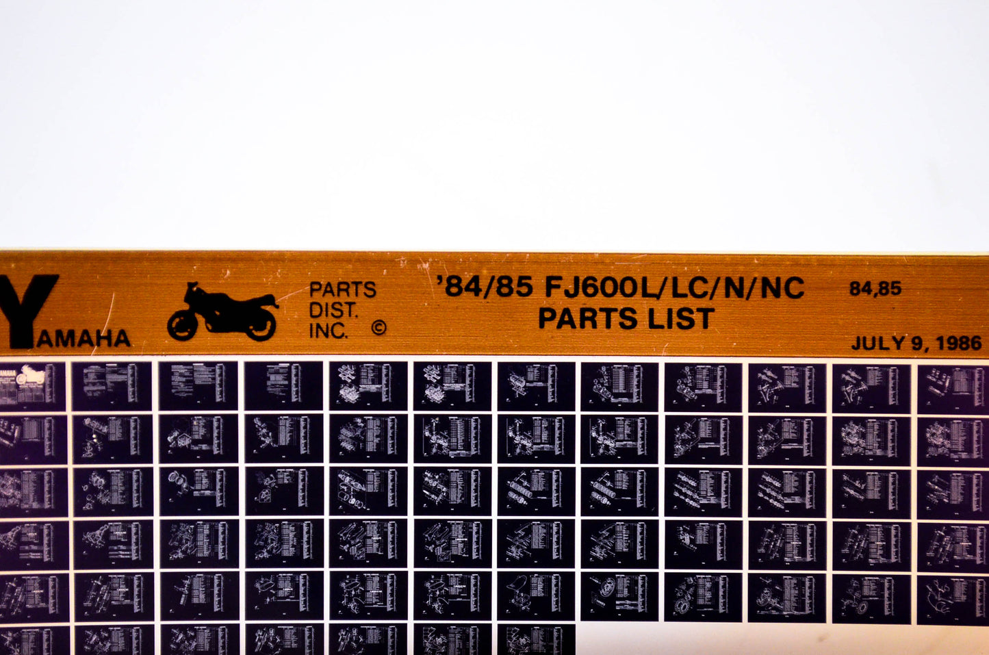 OEM Yamaha FJ600L/LC/N/NC 1986/July 9 '84 - '85 Parts List Microfiche