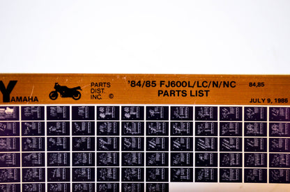 OEM Yamaha FJ600L/LC/N/NC 1986/July 9 '84 - '85 Parts List Microfiche