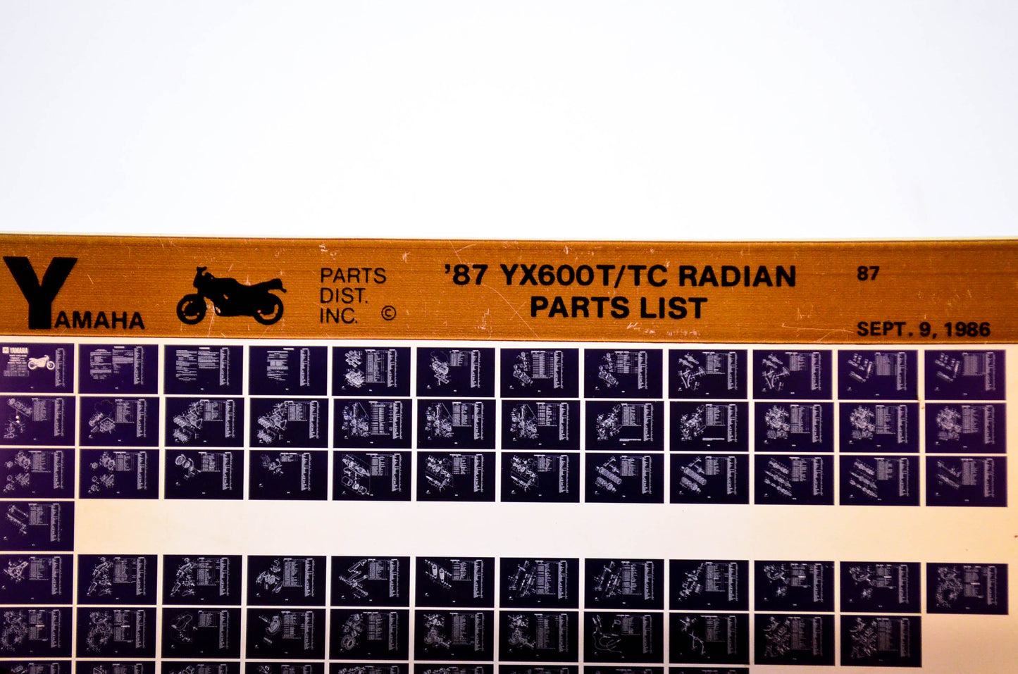 OEM Yamaha YX600T/TC 1986/September 9 '87 Radian Parts List Microfiche