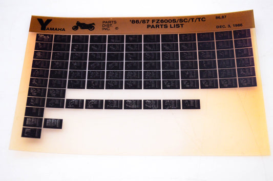 OEM Yamaha FZ600S/SC/T/TC 1986/December 3 '86 - '87 Parts List Microfiche