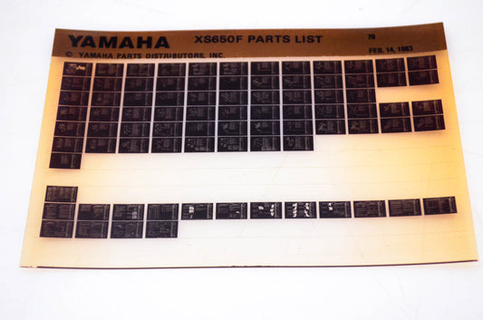 OEM Yamaha XS650F 1983/February 14 '79 Parts List Microfiche