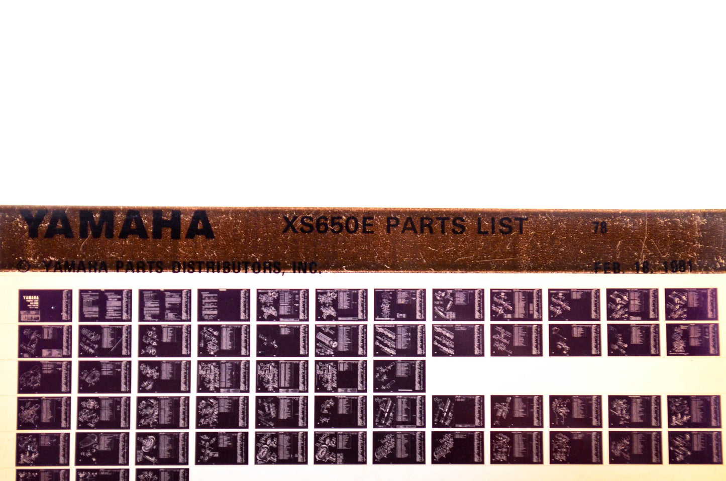 OEM Yamaha XS650E 1981/February 18 '78 Parts List Microfiche