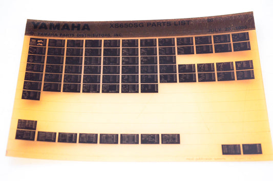 OEM Yamaha XS650SG 1980/July 23 '80 Parts List Microfiche